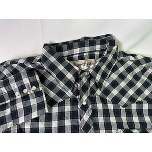 Wrancher Pearl Snap Wrangler‎ Mens 2X Black White Plaid Western Shirt Rockabilly
